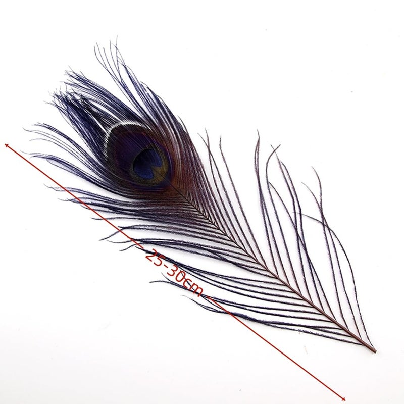 Shekyeon 10-12inch Dyeing Peacock Feathers Bleached Plume Wedding Table Centerpiece Pack of 10 (Off White) - Image 3